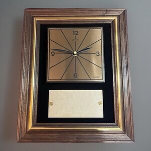 Vtg. Barhill Quartz Wood & Black Velvet Recognition Wall Clock in Original Box
